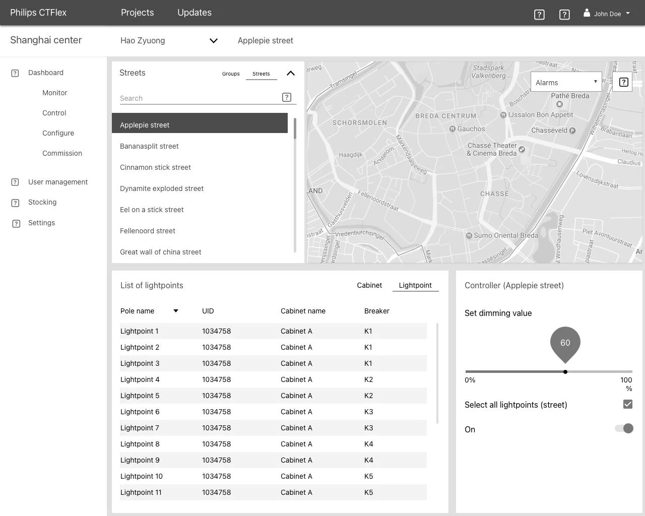 CityTouch asset management wireframe