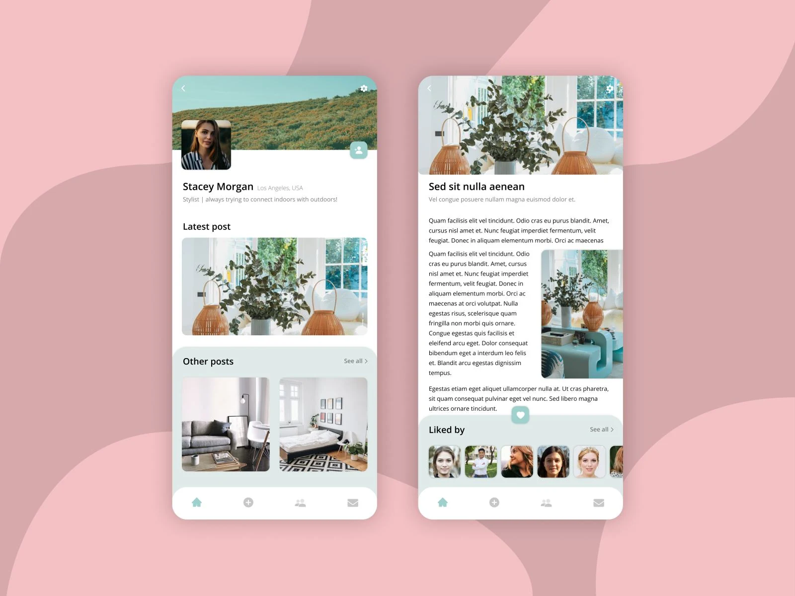 Two screens from the Stylist editorial community concept
